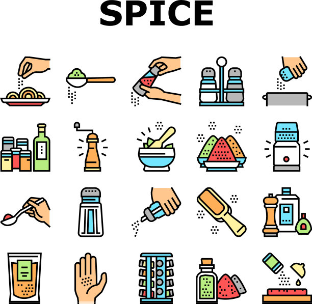 香料调味品草药收集图标集图片下载