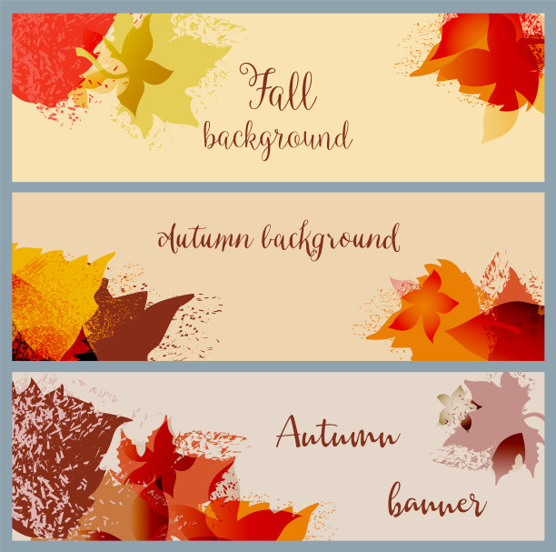 秋叶旗帜在明亮的树叶中落下秋天图片下载