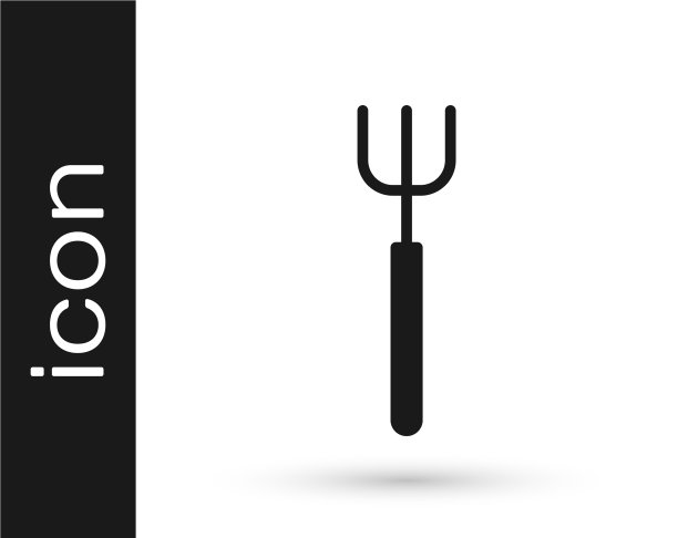 黑色花园干草叉图标孤立在白色图片下载