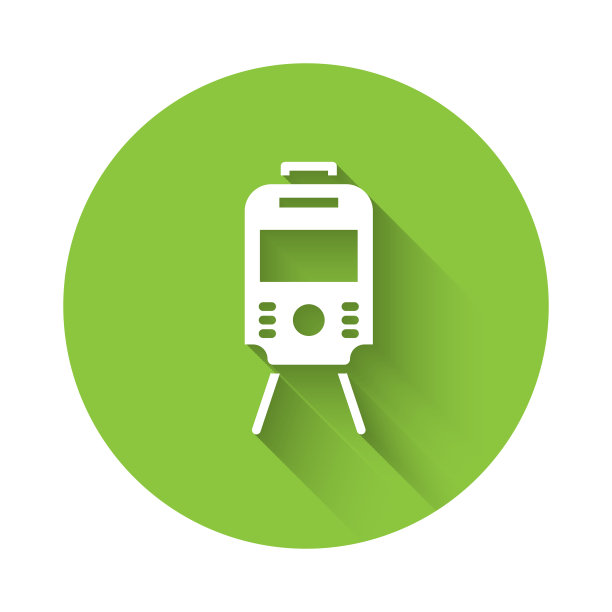 白色有轨电车和铁路的标志与长隔离图片下载