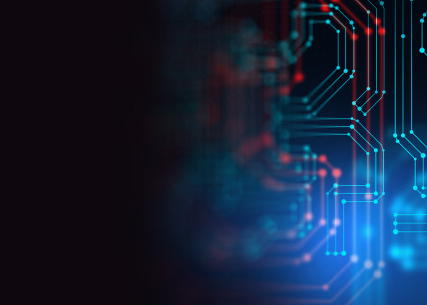 抽象未来的蓝色电路板和cpu的3d渲染图片下载