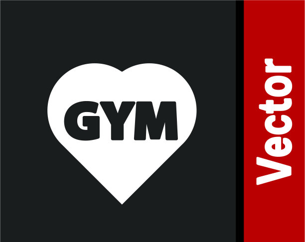 白色健身中心图标孤立在黑色上图片下载