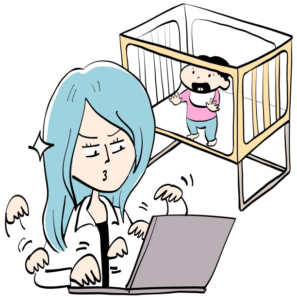 一个在婴儿圈里和孩子一起工作的女人图片下载