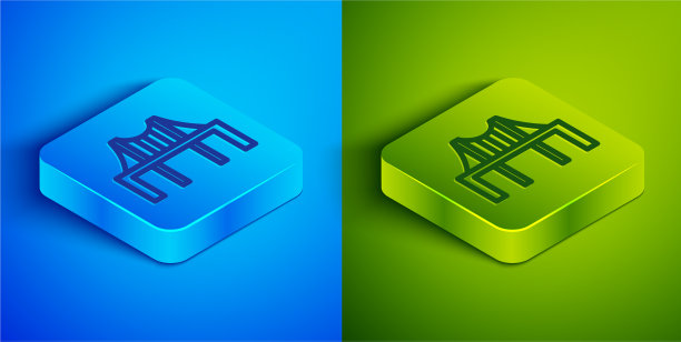 等距线金门大桥图标孤立上图片下载