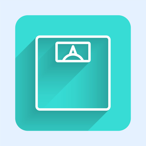 白色线浴室秤图标孤立与长图片下载