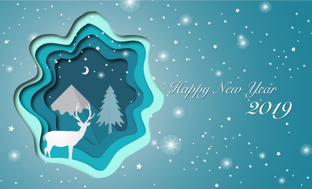 森林里的鹿用雪纸制作工艺品图片下载