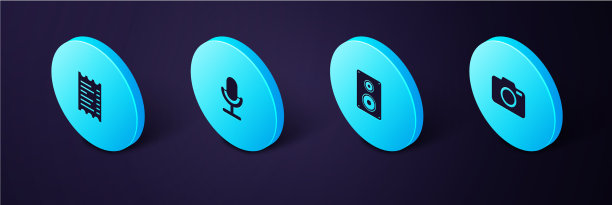 设置等距摄影相机立体声扬声器图片下载