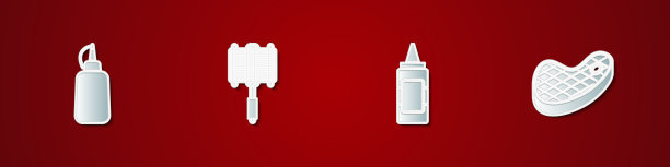 设置芥末瓶烧烤钢格和牛排图片下载