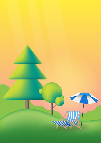 大自然夏季景观与绿树草坪图片下载