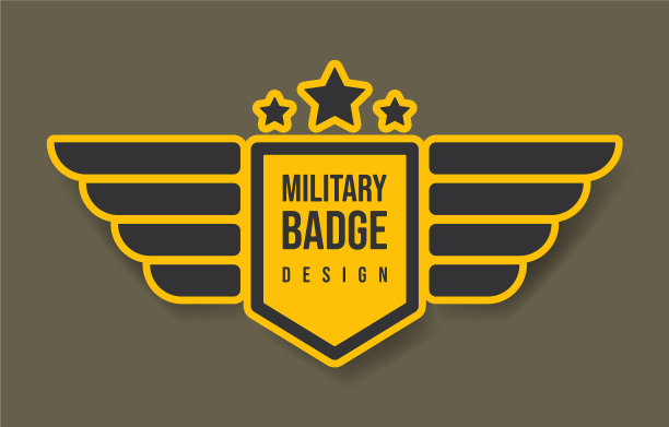 军徽设计有翅膀和星星军队图片下载