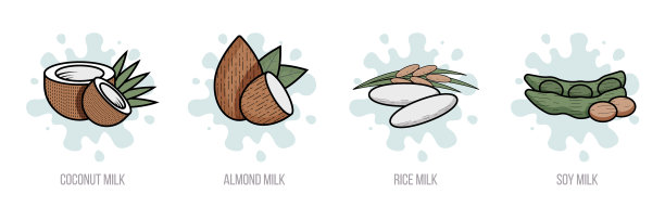 设置标签与椰子，杏仁，大米和大豆图片下载