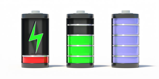 电池加载步骤隔离在白色背景，智能手机应用程序符号。三维演示图片下载