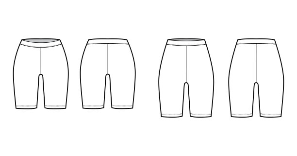 一套自行车短裤技术时尚插图与正常，低腰，高上升，大腿长度。平面运动训练图片下载