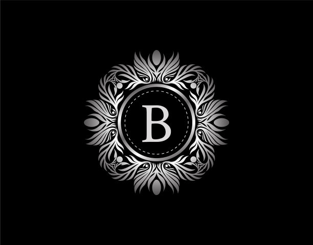 豪华银色徽章b字母标志豪华图片下载
