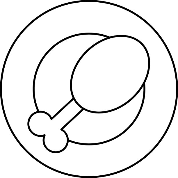 盘子用鸡腿的图标线条风格图片下载