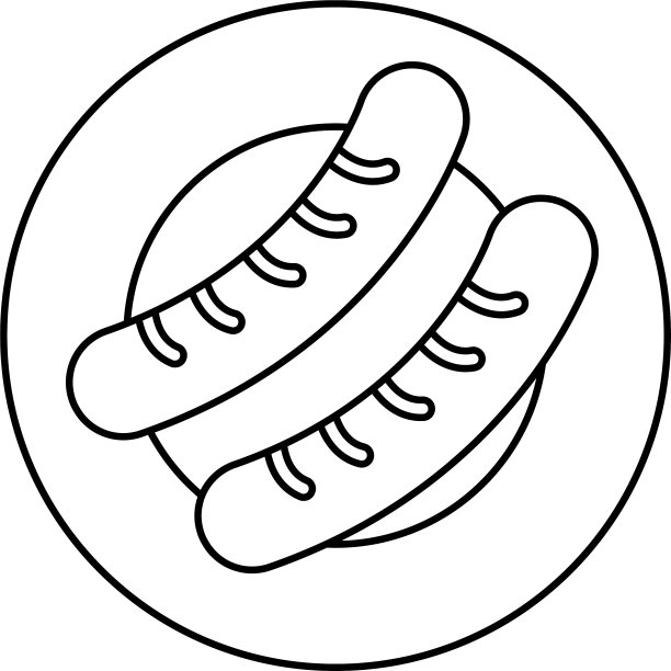 盘子与香肠的图标线条风格图片下载