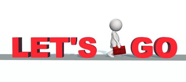 让我们去-红色字母与3D人在灰色t型台-孤立在白色背景图片下载