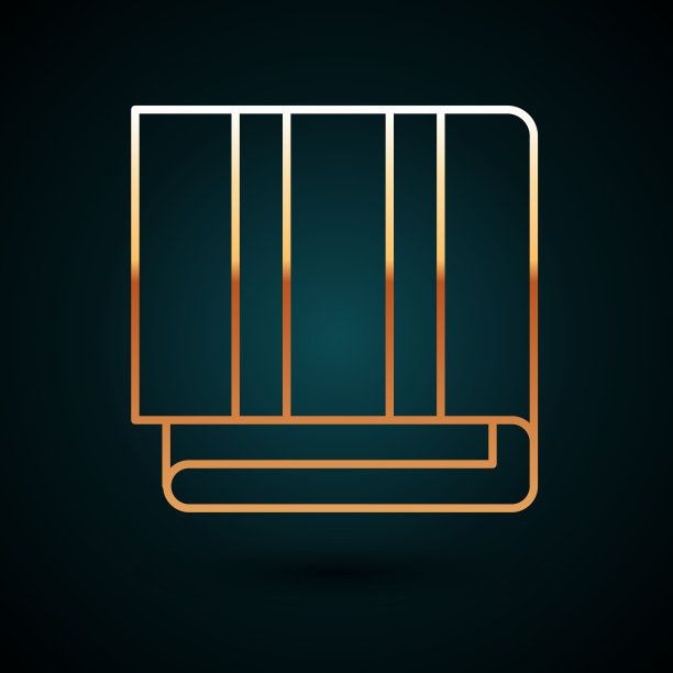 黄金线毛巾堆栈图标孤立在深蓝色图片下载