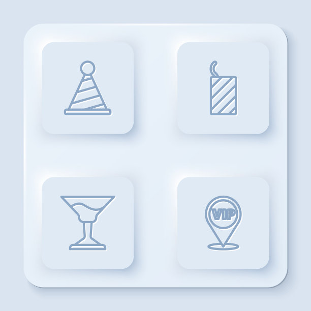 设线派对帽烟花火箭鸡尾酒和图片下载