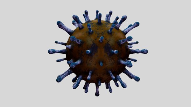 三维插图流感冠状病毒漂浮。Covid - 19病毒感染大流行。图片下载