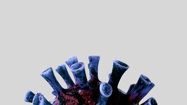 三维插图流感冠状病毒漂浮。Covid - 19病毒感染大流行。图片下载