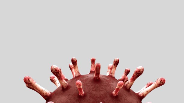 三维插图流感冠状病毒漂浮。Covid - 19病毒感染大流行。图片下载