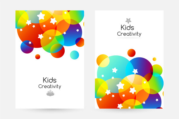 创意儿童卡片与彩色泡泡图片下载