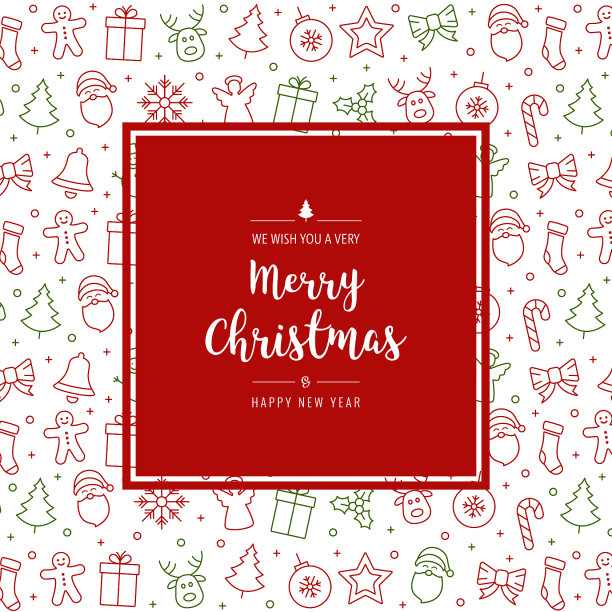 圣诞图标元素贺卡问候文字边框图片下载