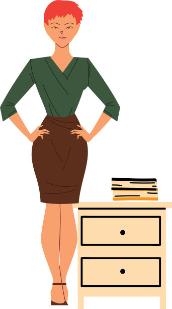 红发女商人的卡通形象图片下载