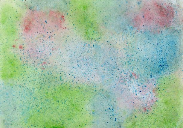 水彩画用蓝色，红色和绿色的色块和深蓝色的飞溅图片下载