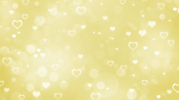 软模糊的金色和白色背景与心和圈。情人节的散景背景图片下载