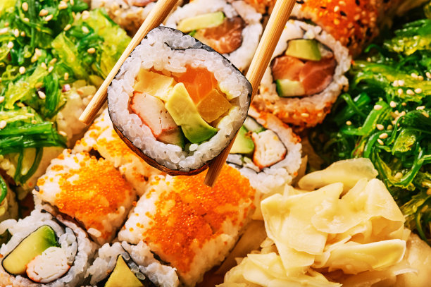 近距离的大寿司集的形象图片下载