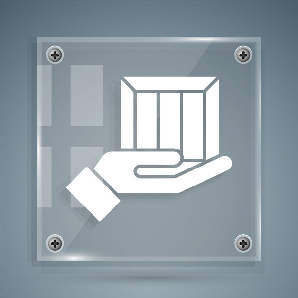 白色投递手与纸板箱图标图片下载