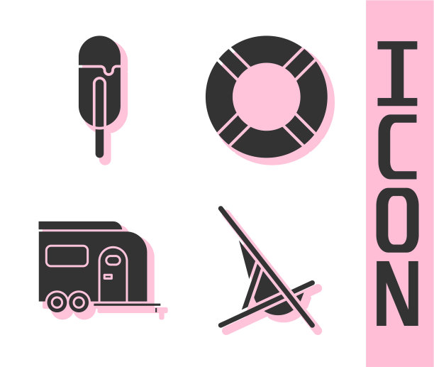 设置日光浴冰淇淋房车露营拖车和图片下载