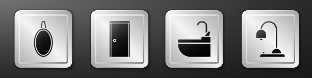 设置镜子闭门盥洗盆与水龙头图片下载