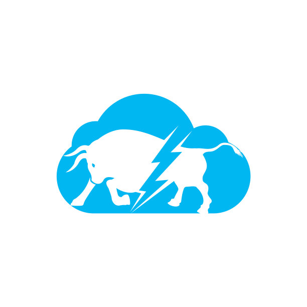 牛与雷和云的标志设计图片下载