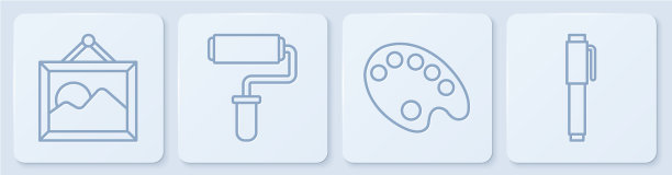 布景线画风景调色板漆辊图片下载