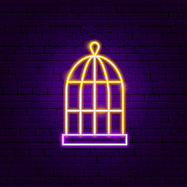 鸟笼霓虹灯图片下载