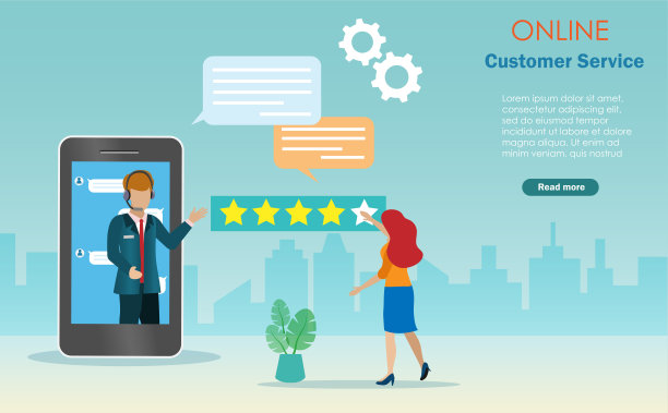 客户在智能手机上对在线客服的评价为5颗星。图片下载