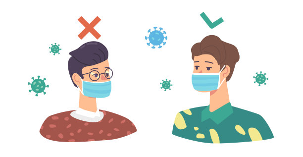 正确和错误的佩戴防护面膜的方法。保护男性免受灰尘或冠状病毒细胞侵害图片下载