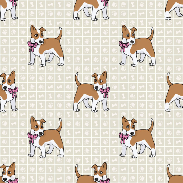手绘可爱牛头梗犬品种无缝矢量图案。纯种血统显示狗幼犬国内的背景。爱狗狗狗宠物全印。养犬猎犬。每股收益10。图片下载