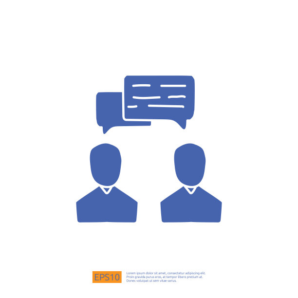 商务对话会议涂鸦图标概念。会议和讨论与文本、气泡、符号、矢量插图图片下载