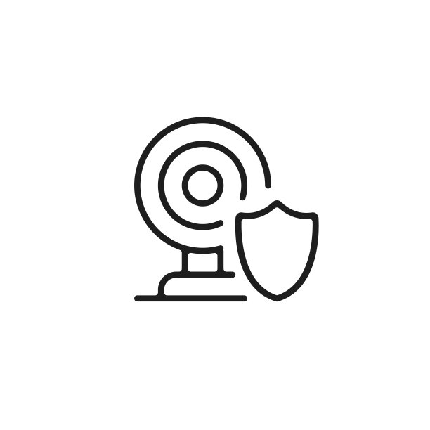 摄像头图标。户外家居安全、监控、网络安全、网络摄像头、闭路电视系统保护、隐私概念。网络摄像头和防护罩。矢量线图标图片下载