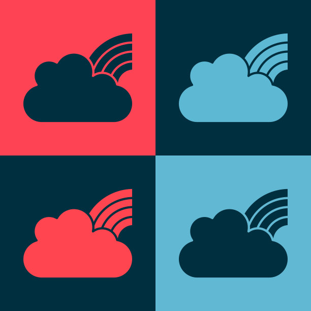 波普艺术彩虹与云图标孤立的颜色图片下载