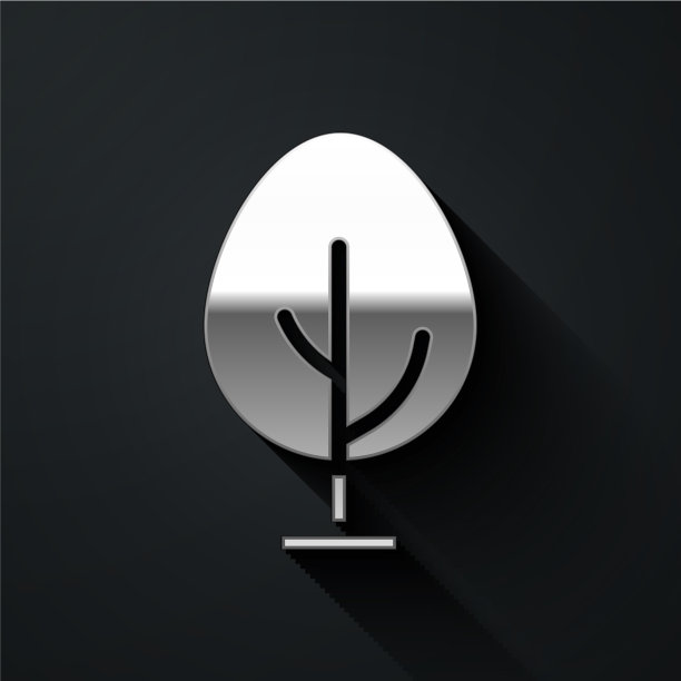 银色树图标孤立在黑色背景图片下载