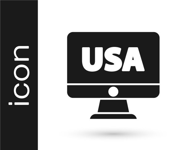 黑色美国美国在监视器图标上图片下载