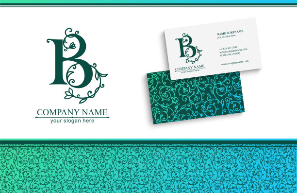 Premium Vector B标志。Monnogram,刻字。精致典雅的玫瑰花型图案，无缝的图案和名片。精英公司的个人标志或标志。矢量设计。图片下载