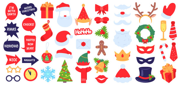 圣诞照片道具新年派对照片亭图片下载