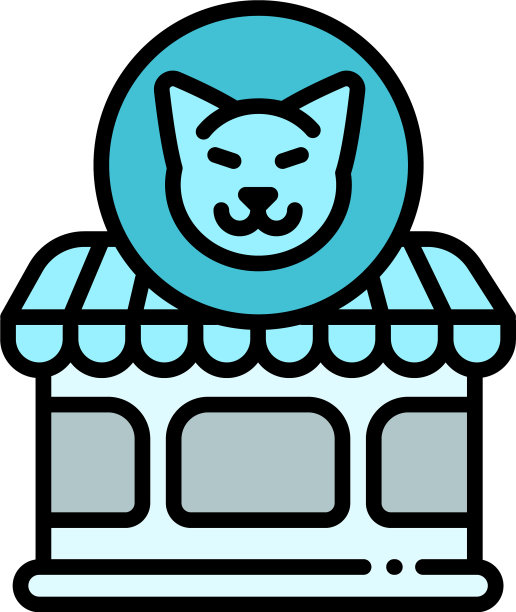 宠物猫商店图标轮廓风格图片下载