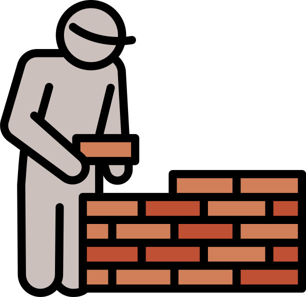 砖石工人墙图标轮廓风格图片下载